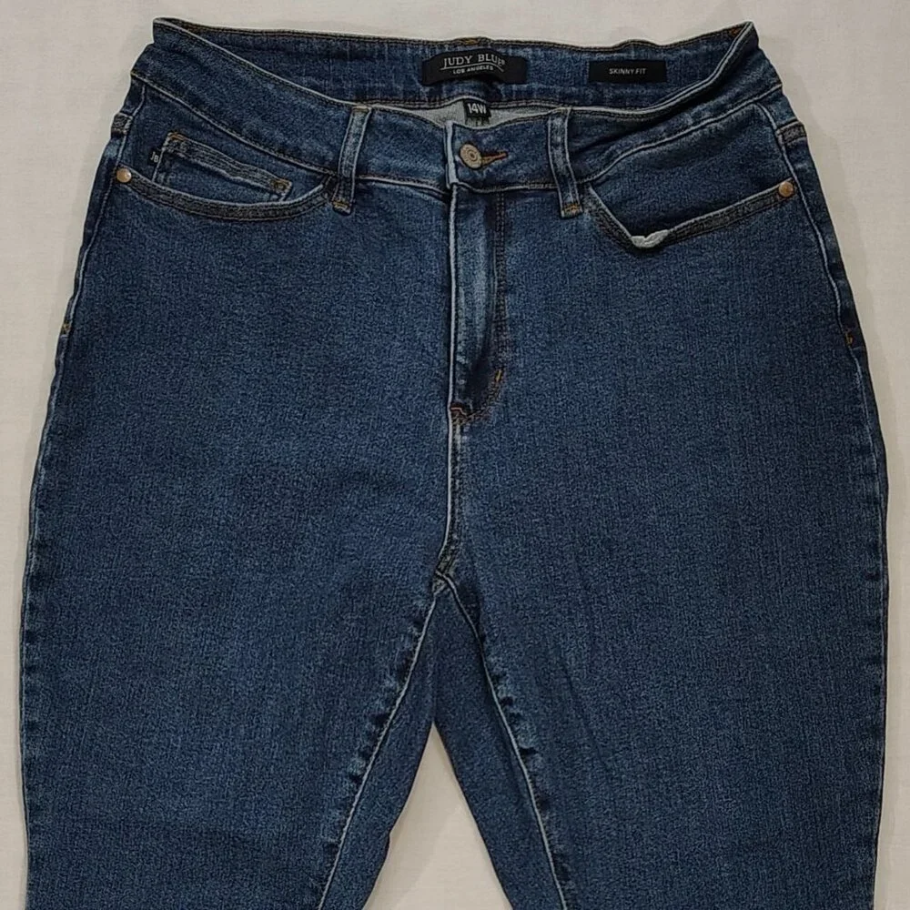 Judy Blue Skinny Fit Jeans Womens Size 14W High Rise Blue Denim Pockets Stretch - Picture 3 of 16